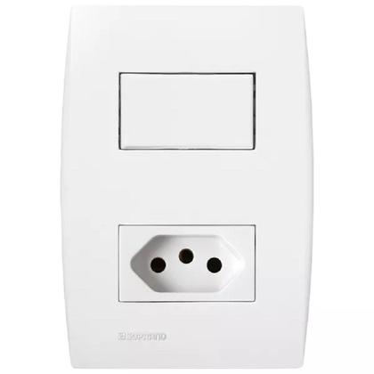 Imagem de Interruptor 1 Seção + Tomada 2P+T Branca 4 X 2 linha Ilus 10 Amperes SOPRANO 