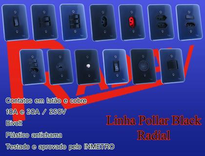 Imagem de Interruptor 1 Tecla Campainha Linha Pollar Black Radial
