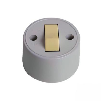 Imagem de Interruptor 1 Tecla Simples Sobrepor Externo Redondo Cinza 6A 10x1 - Ilumi