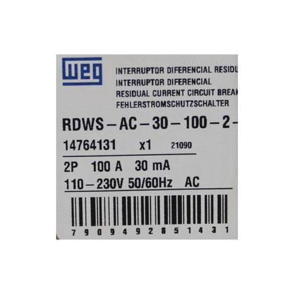 Imagem de Interruptor 100A 30mA DR Diferencial Residual Weg Bipolar