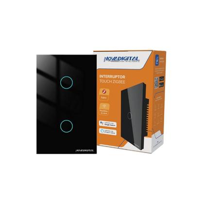 Imagem de Interruptor 2 Botões Preto Touch Zigbee Novadigital Tuya