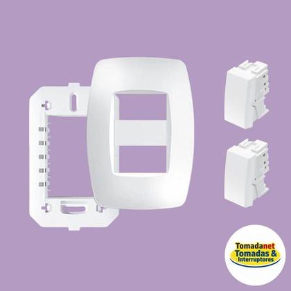 Imagem de Interruptor 2 Teclas C/ Placa 4x2 Fame Elegance - Kit 3 Un.