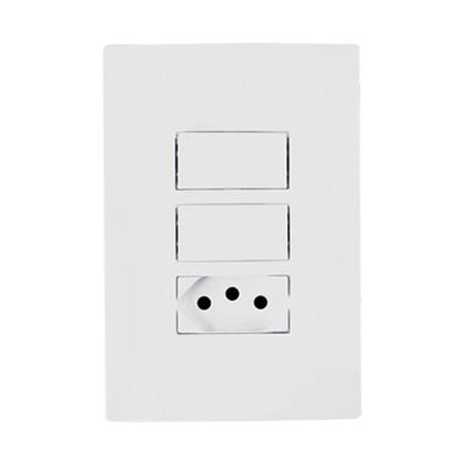 Imagem de Interruptor 2 Teclas Simples e Tomada 10A Linha I9 - Ilumi