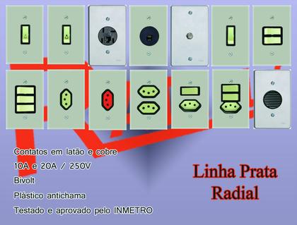 Imagem de Interruptor 2 Teclas Simples Sem Placa Prata Radial