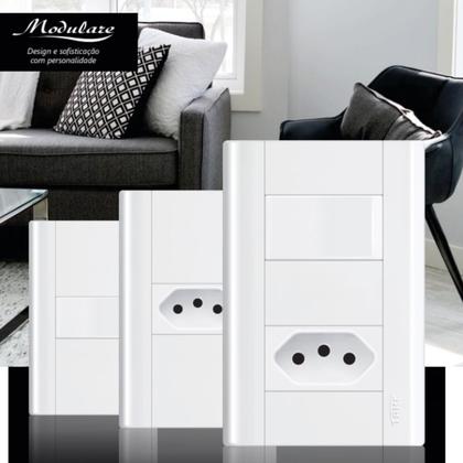 Imagem de Interruptor 2 Teclas + Tomada 20a C/ Placa 4x2 Fame Modulare