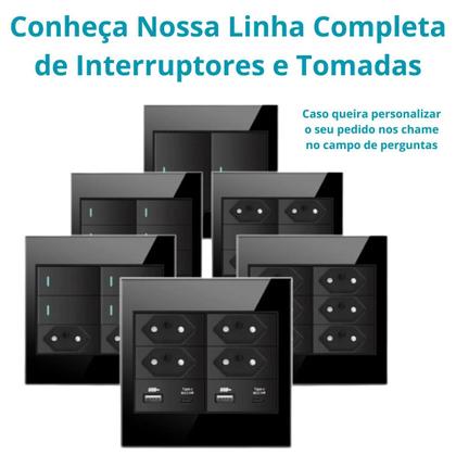 Imagem de Interruptor 2 Teclas Vidro Temperado Preto