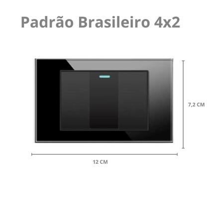 Imagem de Interruptor 2 Teclas Vidro Temperado Preto
