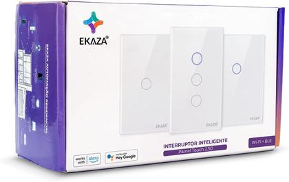Imagem de Interruptor 3 Botões Wifi Inteligente Touch Alexa branco Ekaza