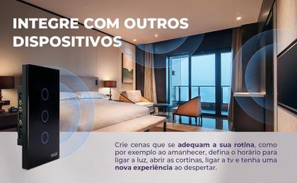 Imagem de Interruptor 3 Botões Wifi Inteligente Touch Alexa preto Ekaza