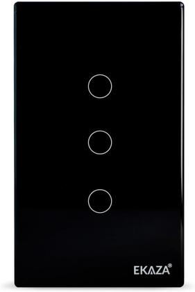 Imagem de Interruptor 3 Botões Wifi Inteligente Touch Alexa preto Ekaza