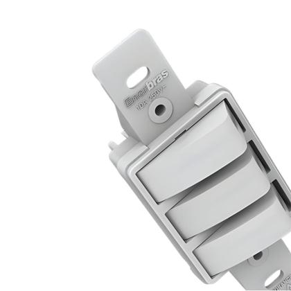 Imagem de Interruptor 3 Teclas (1 Paralela e 2 Simples) 10a Com Suporte Sem Placa Branco Enerbras