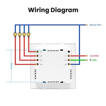 Imagem de Interruptor 4 Botões 4x4 Branco com Tomada Touch Wi-fi Tuya