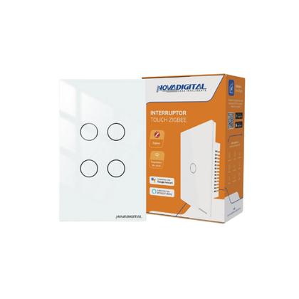 Interruptor 4 Botões Branco Touch Zigbee Novadigital Tuya Imagem de Interruptor 4 Botões Branco Touch Zigbee Novadigital Tuya