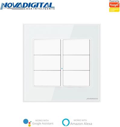 Imagem de Interruptor 4x4 com tecla fisica 6 botoes zigbee preto
