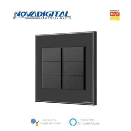 Imagem de Interruptor 4x4 com tecla fisica 6 botoes zigbee preto