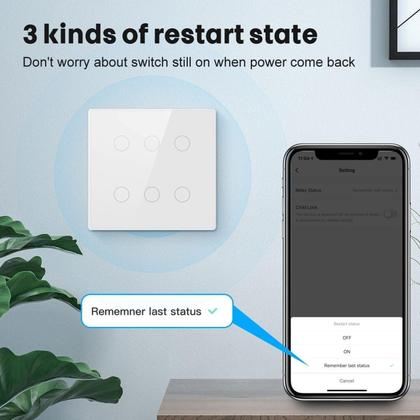 Imagem de Interruptor 6 Botões Branco Touch 4X4 Zigbee Novadigital