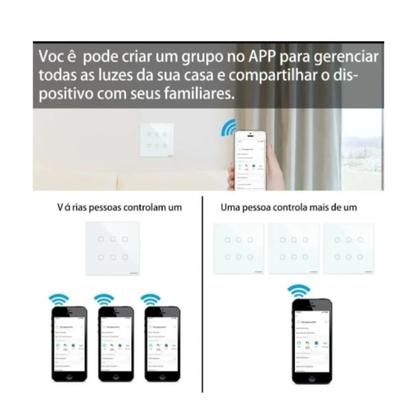 Imagem de Interruptor 6 Botões Smart Touch Led Wifi Rf433 Alexa Google