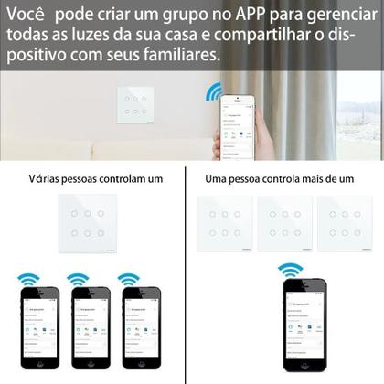 Imagem de Interruptor 6 Teclas Preto Touch Wi-fi Novadigital Tuya