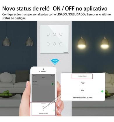 Imagem de Interruptor 6 Teclas Preto Touch Wi-fi Novadigital Tuya