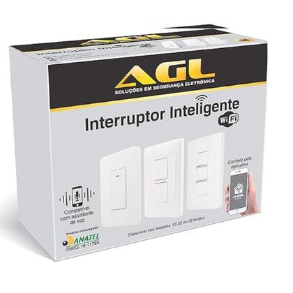 Imagem de Interruptor AGL Inteligente Wi-Fi Smart, 2 Teclas, IP60, ABS, Timer, AGL Home, Branco