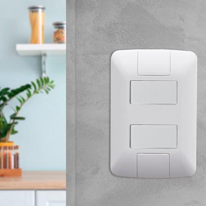 Imagem de Interruptor Aria Tramontina 2 Teclas Simples 6A com Placa Branca