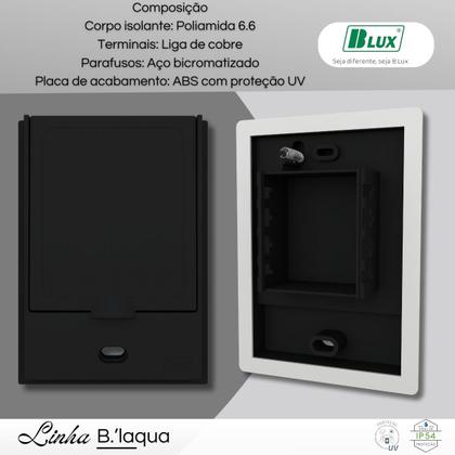 Imagem de Interruptor B.L Aqua Duplo 2 Teclas Three Way Preto - B.Lux