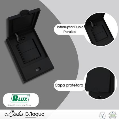 Imagem de Interruptor B.L Aqua Duplo 2 Teclas Three Way Preto - B.Lux