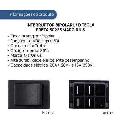 Imagem de Interruptor Bipolar L/ D Tecla Preta 30223 MarGirius