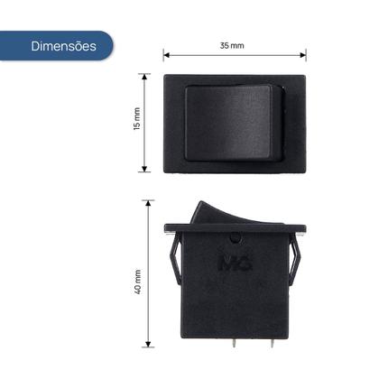 Imagem de Interruptor Bipolar L/ D Tecla Preta 30223 MarGirius