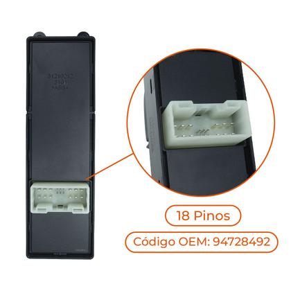 Imagem de Interruptor Botão Comando Vidro Elétrico Chevrolet S10 Motorista 2012 a 2015 Lado Esquerdo Reposição