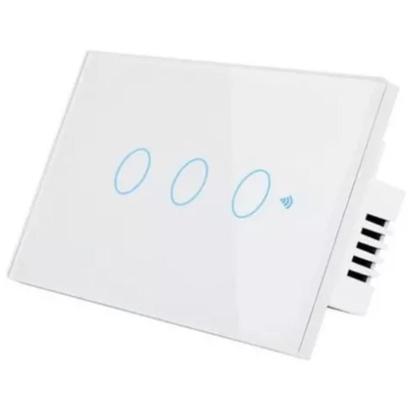 Imagem de Interruptor Casa Inteligente Wifi 3 Botões Touch Led Alexa Smart File Tuya