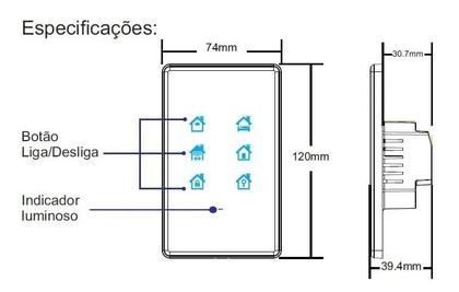 Imagem de Interruptor Cenário Inteligente Agl Touch Wifi Bivolt Branco