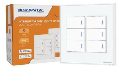 Imagem de Interruptor com 6 Teclas Físicas Zigbee Branco 4x4