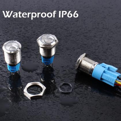 Imagem de Interruptor com botão de pressão DMWD 16mm 12V-24V 1NO 1NC à prova d'água