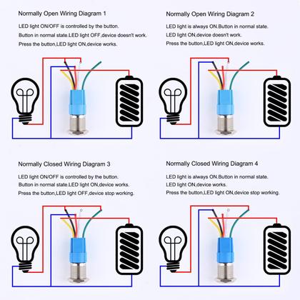 Imagem de Interruptor com botão de pressão DMWD 16mm 12V-24V 1NO 1NC à prova d'água