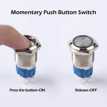 Imagem de Interruptor com botão de pressão DMWD 16mm 12V-24V 1NO 1NC à prova d'água