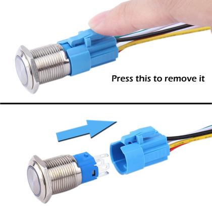 Imagem de Interruptor com botão de pressão DMWD 16mm 12V-24V 1NO 1NC à prova d'água