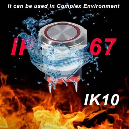 Imagem de Interruptor com botão de pressão DMWD 22mm à prova d'água 20A 12V-24V com LED