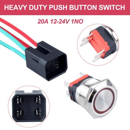 Imagem de Interruptor com botão de pressão DMWD 22mm à prova d'água 20A 12V-24V com LED