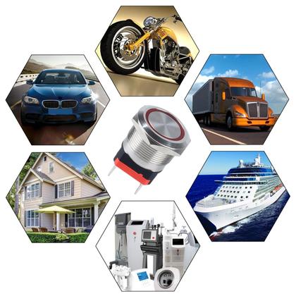 Imagem de Interruptor com botão de pressão DMWD 22mm à prova d'água 20A 12V-24V com LED