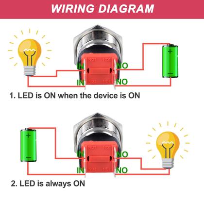Imagem de Interruptor com botão de pressão DMWD 22mm à prova d'água 20A 12V-24V com LED
