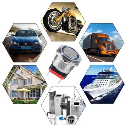 Imagem de Interruptor com botão de pressão DMWD 22mm à prova d'água 20A 12V-24V com LED