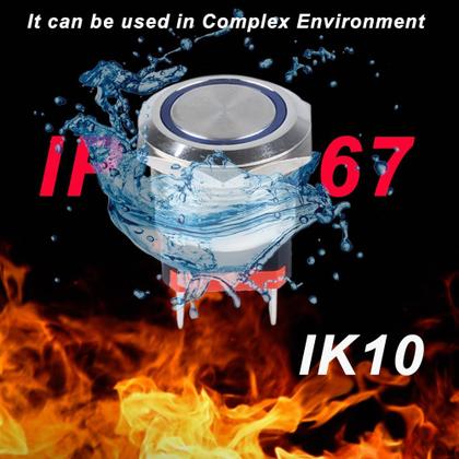 Imagem de Interruptor com botão de pressão DMWD 22mm à prova d'água 20A 12V-24V com LED