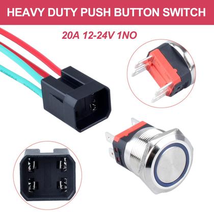 Imagem de Interruptor com botão de pressão DMWD 22mm à prova d'água 20A 12V-24V com LED