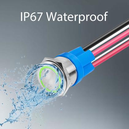 Imagem de Interruptor com botão de pressão KWONONG LED de aço inoxidável IP67 5-24V 20A