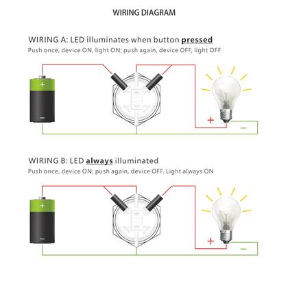 Imagem de Interruptor com botão de pressão KWONONG LED de aço inoxidável IP67 5-24V 20A