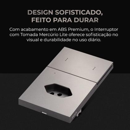 Imagem de Interruptor Com Tomada 10a Mercúrio Lite 2 Botões Zigbee 3.0 Ekaza