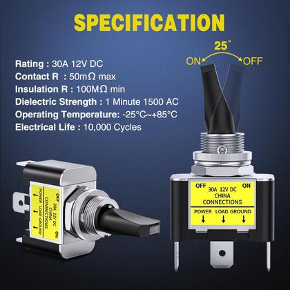 Imagem de Interruptor de alternância Nilight 5PCS ON Off 12V 30A com luz LED verde