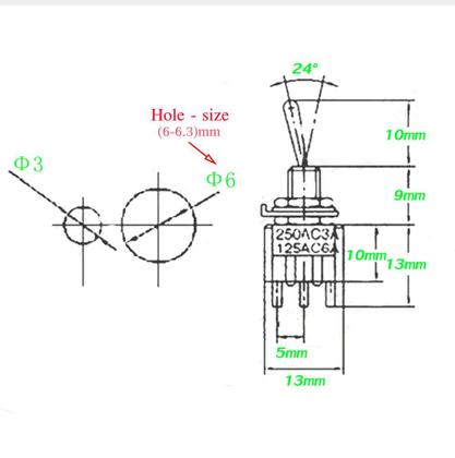 Imagem de Interruptor de alternância VONVOFF ON/OFF SPST 3-240V 3A/6A com fios 10 unidades