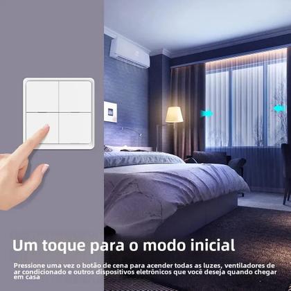 Imagem de Interruptor de Automação Tuya Zigbee - 4 Gangues, 12 Cenas, Sem Fio e com Bateria